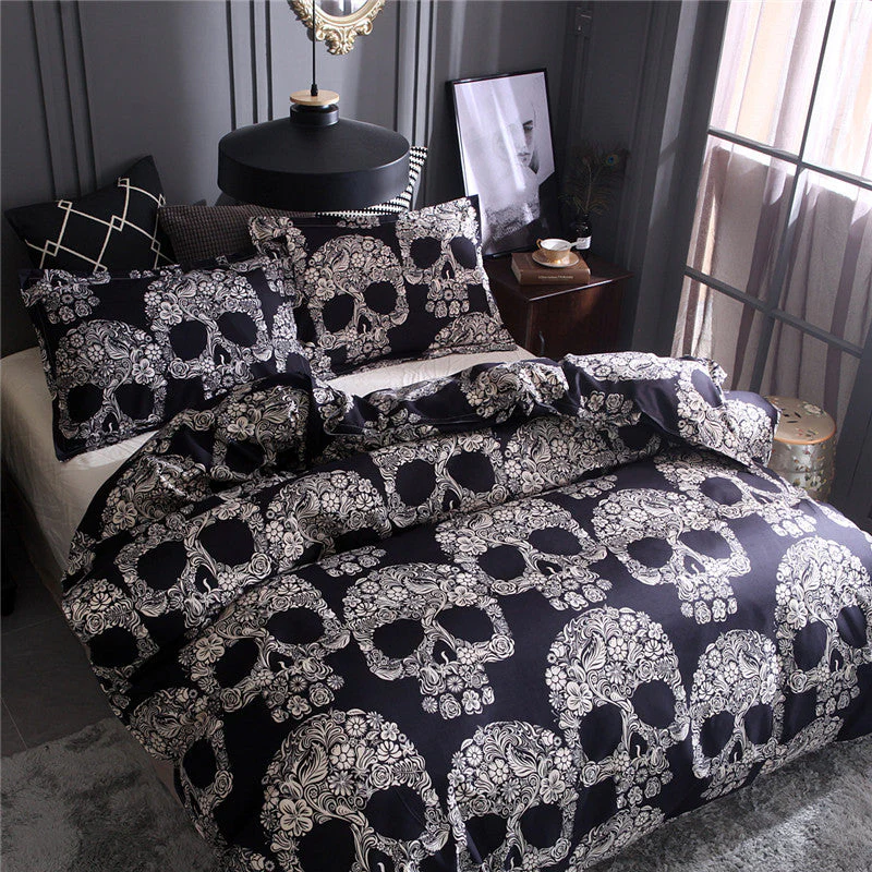 Black Sugar Skulls Bedding - Image 3