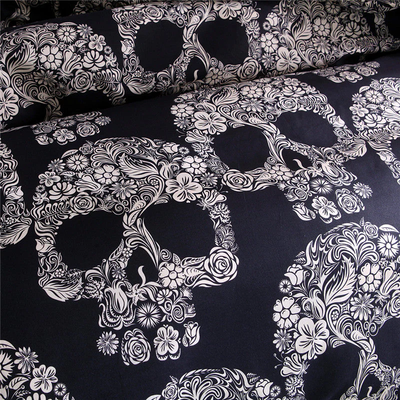 Black Sugar Skulls Bedding - Image 4