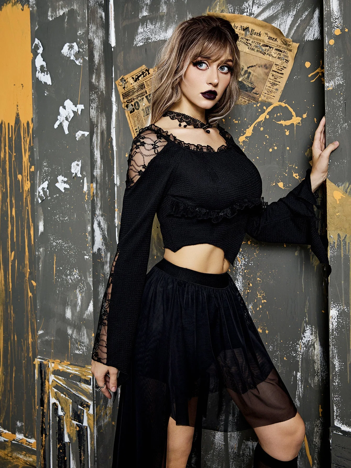 Crop Top with Lace Accents - Image 3