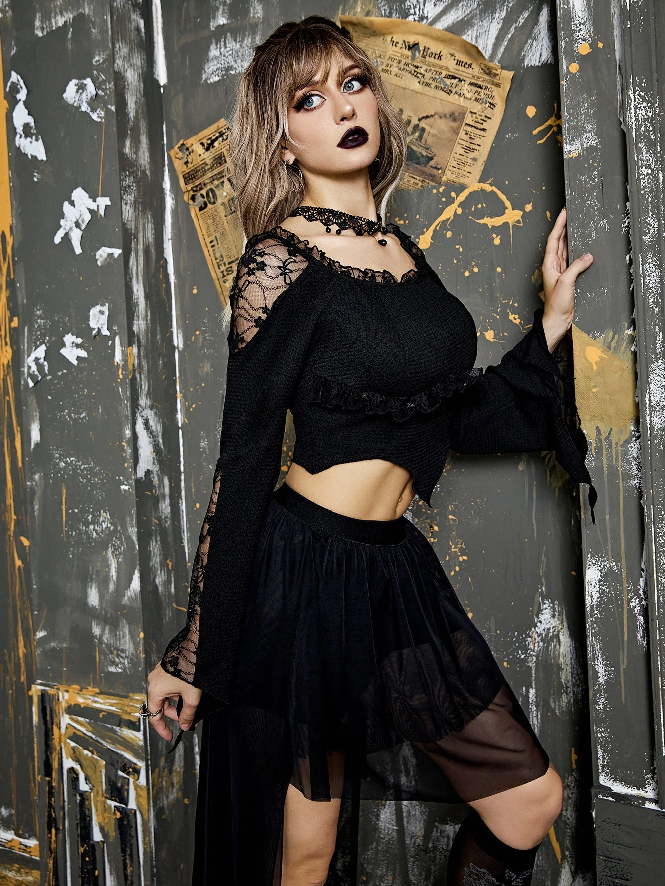 Crop Top with Lace Accents - Image 4